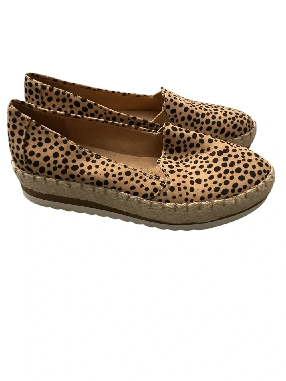 Dr. Scholl's Tan Espadrilles with Black Cheetah Spots
